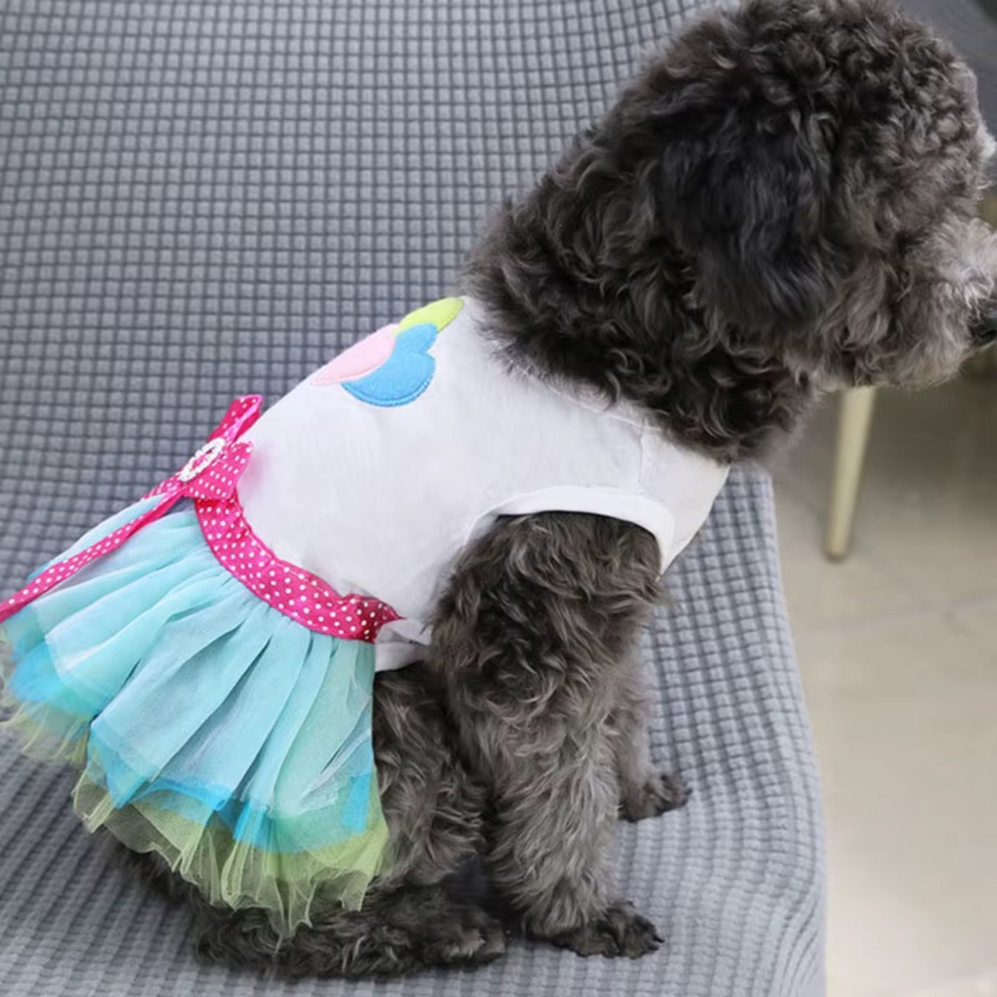 Vestido en algodón de corazones multicolor