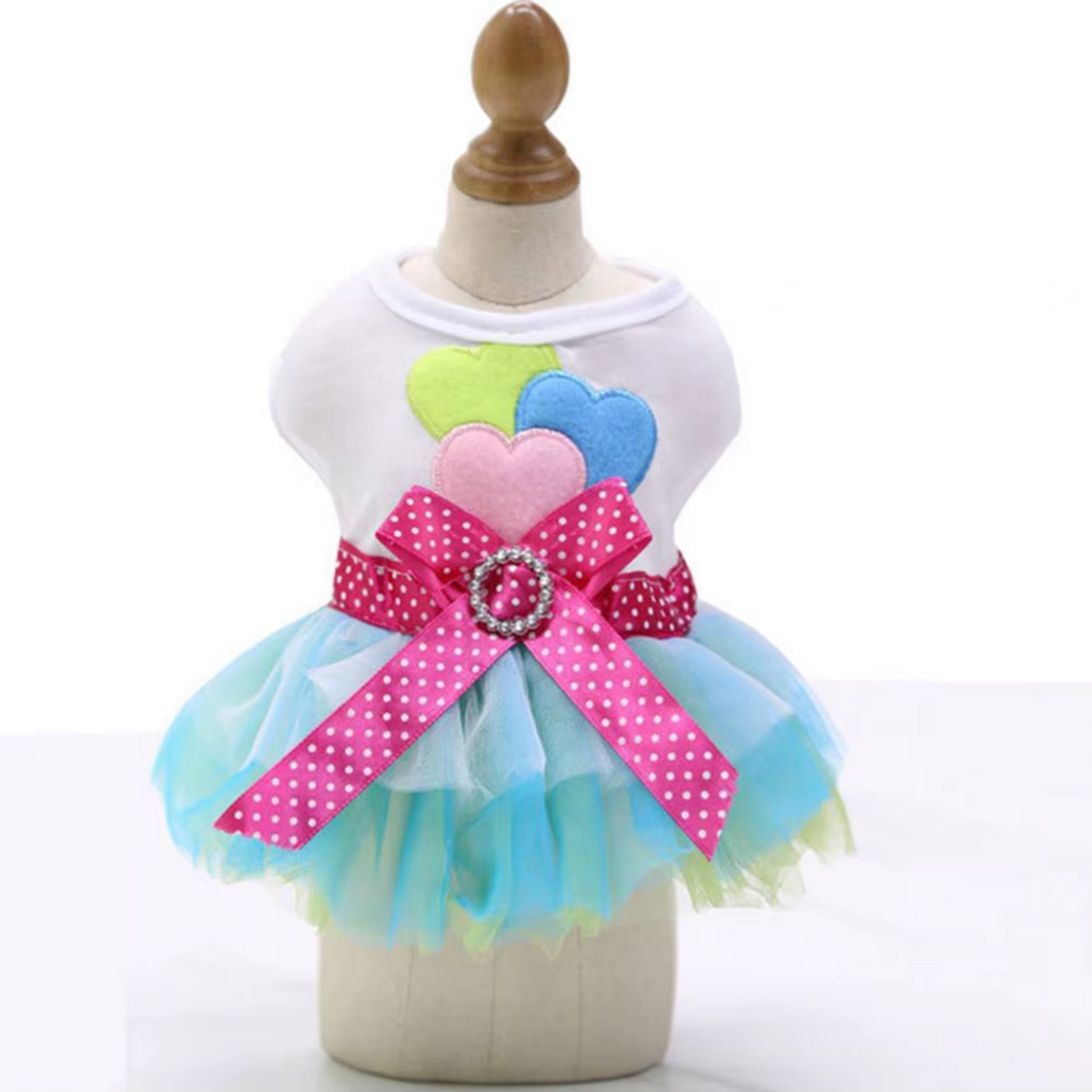 Vestido en algodón de corazones multicolor