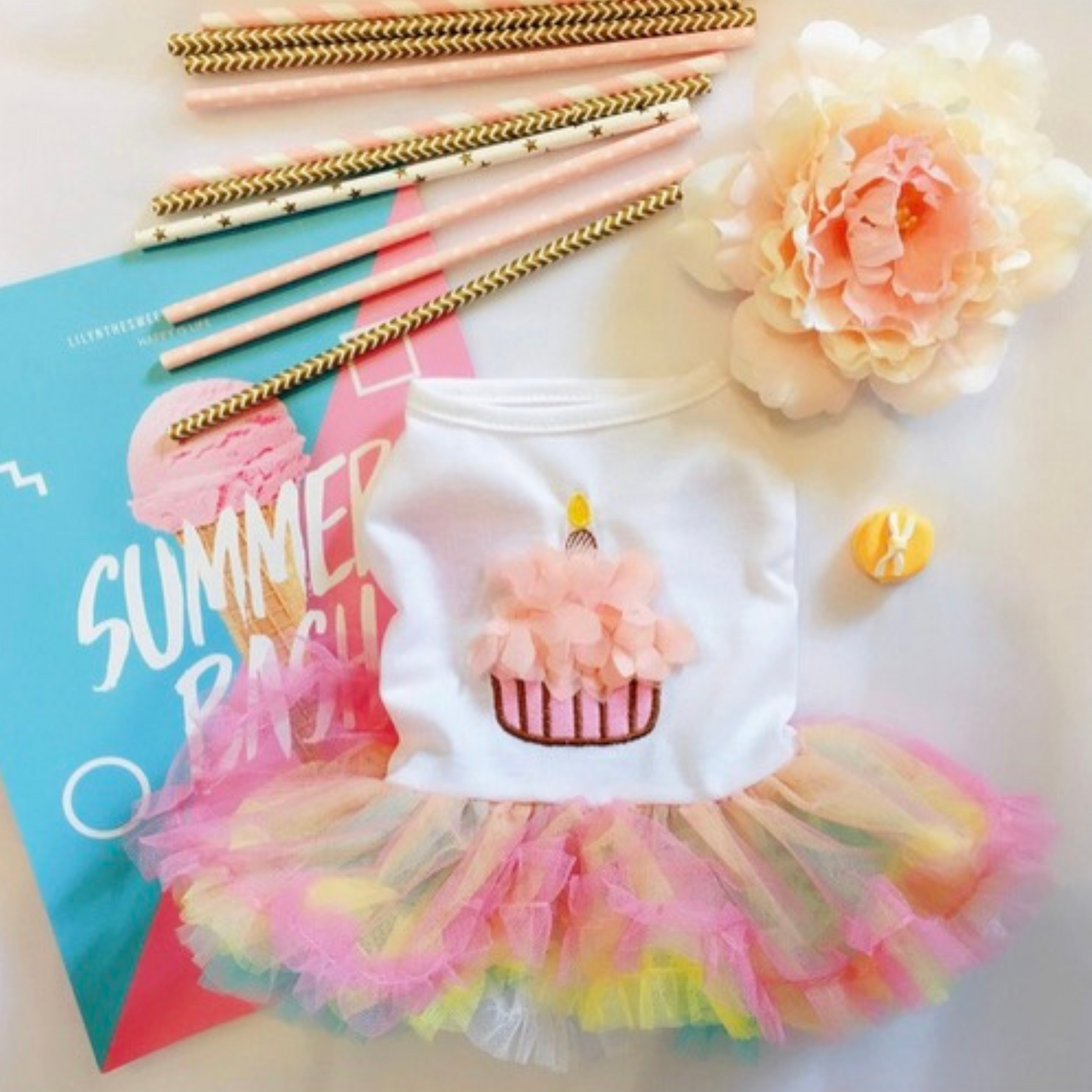 Vestido de cumpleaños muffin para perritas