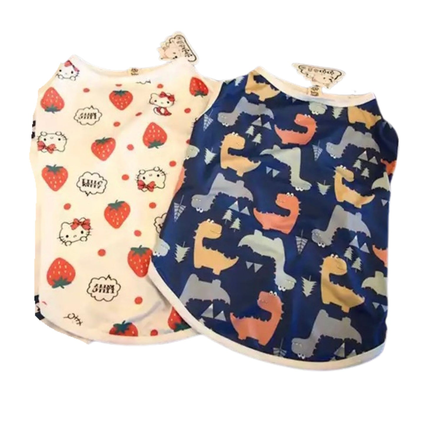Camiseta de manga corta de hello kitty y dinosaurio para perros grandes