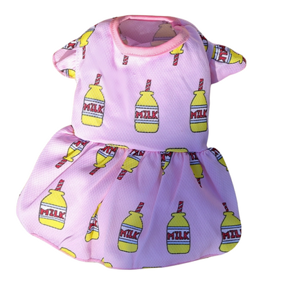 Vestido de botes de leche -colacao, para perros